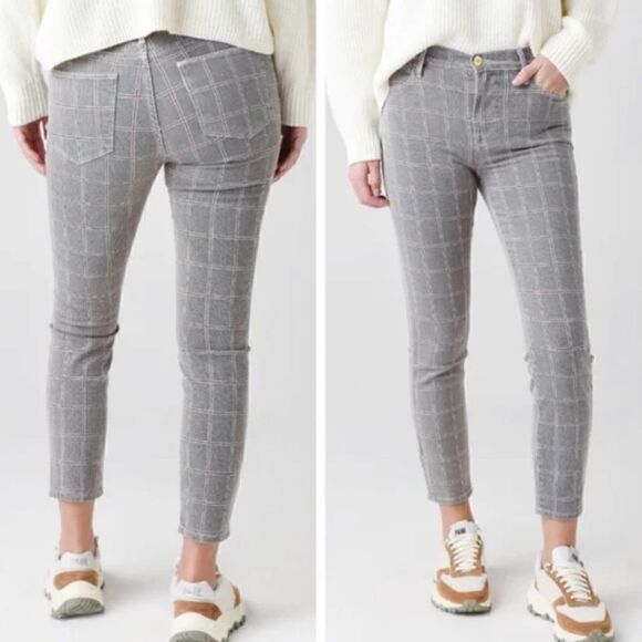 Frame Skinny Plaid Gray Jeans Ankle Size 26 - Picture 1 of 8